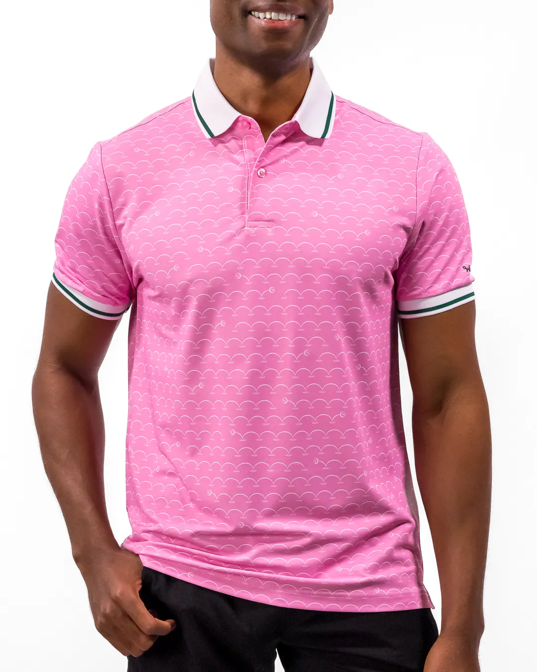 Off The Pond Men's Pique Polo - Azalea Collection Sustainable Dye Process Sleepwear