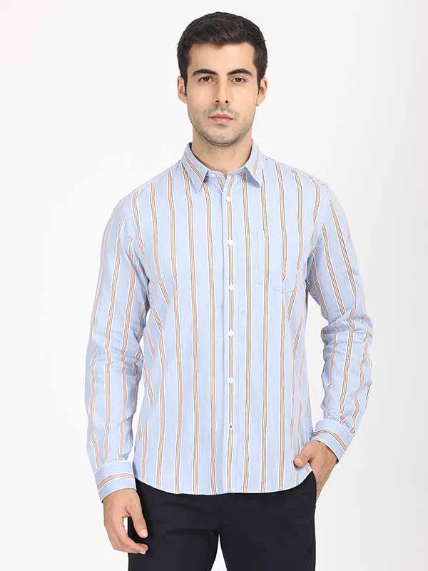 Quality Look Winter Retreat Men Stripes Full Sleeve Cotton Shirt