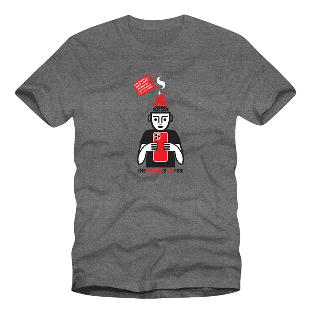The Future is on Fire T-Shirt (Graphite Heather) (S) Men's masculinity