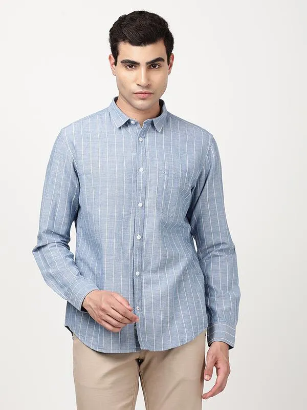 Iconic look Men Striped Full Sleeve Cotton Blend Shirt