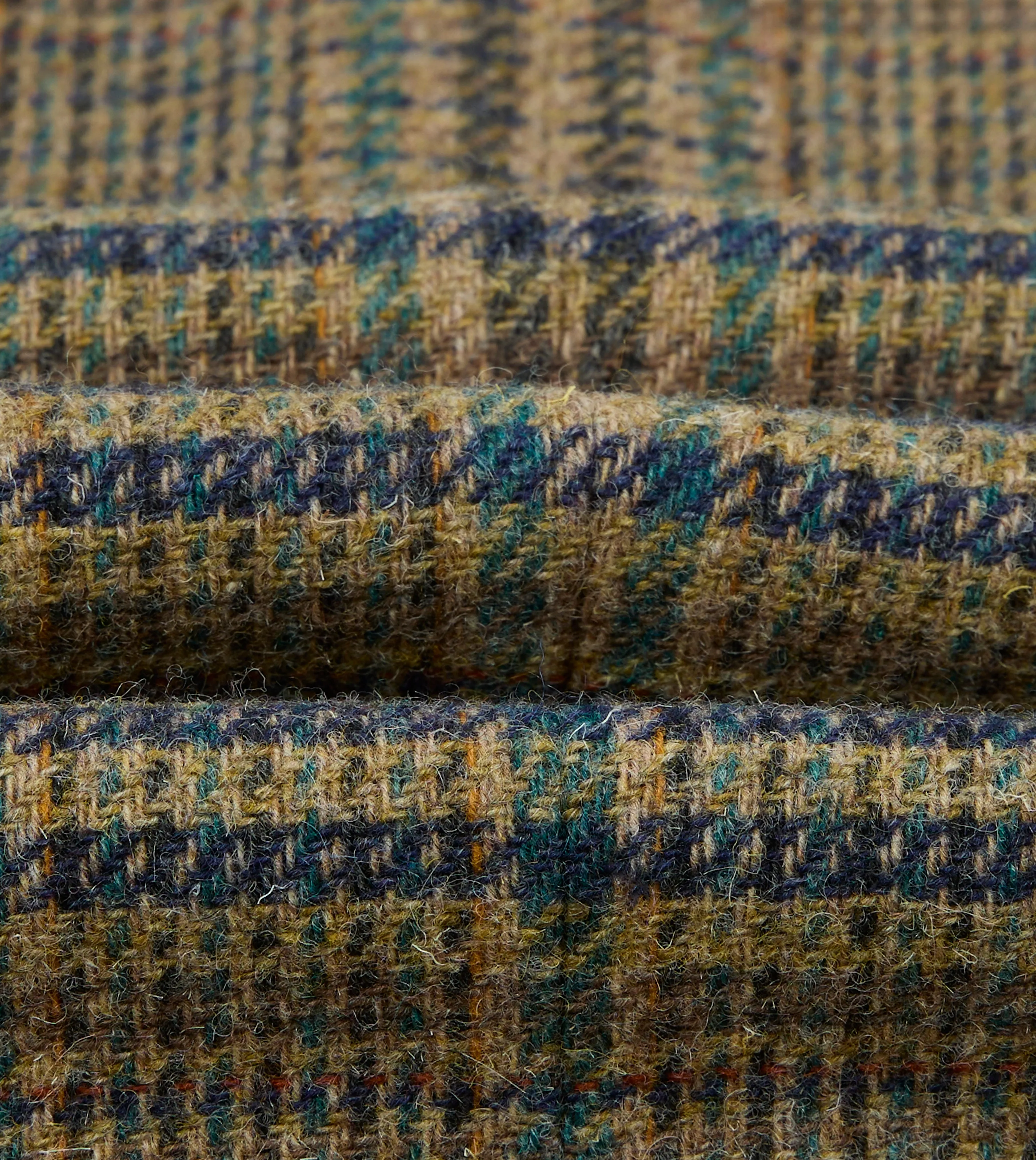 Brown and Teal Prince of Wales Check Tweed Blazer Erasable Stains Treatment Non Irritating Edging