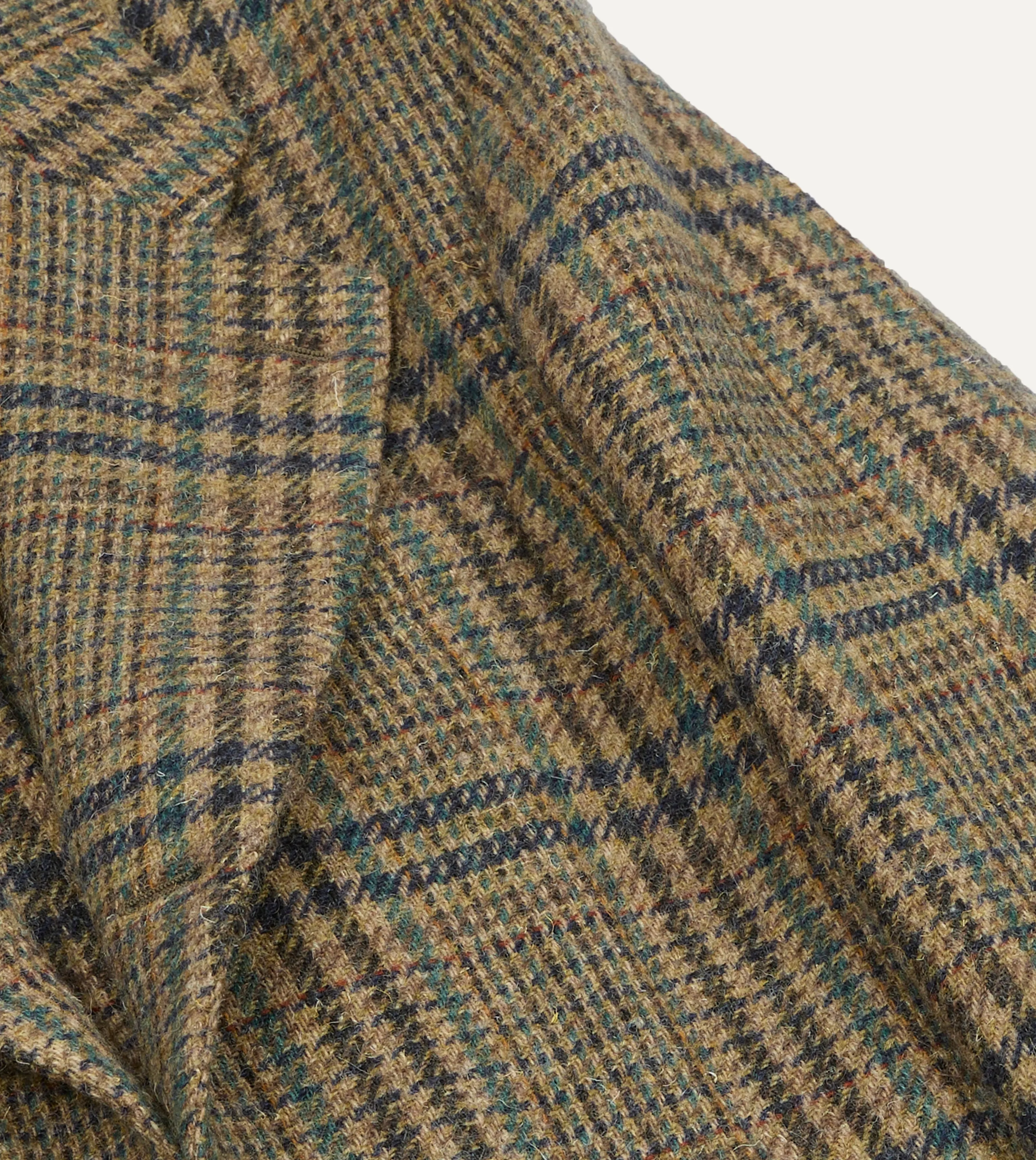 Non Restrictive Movement Ergonomic Silhouette Brown and Teal Prince of Wales Check Tweed Blazer