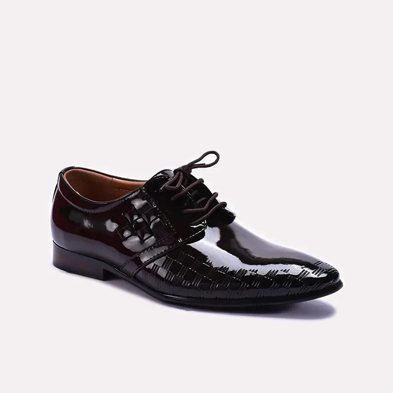 Brown Glossy Derby Shoes 0111273 Slim Outline Legacy Style