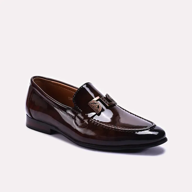 Trust Step Brown Glossy Slip On Formal Shoes 0111270
