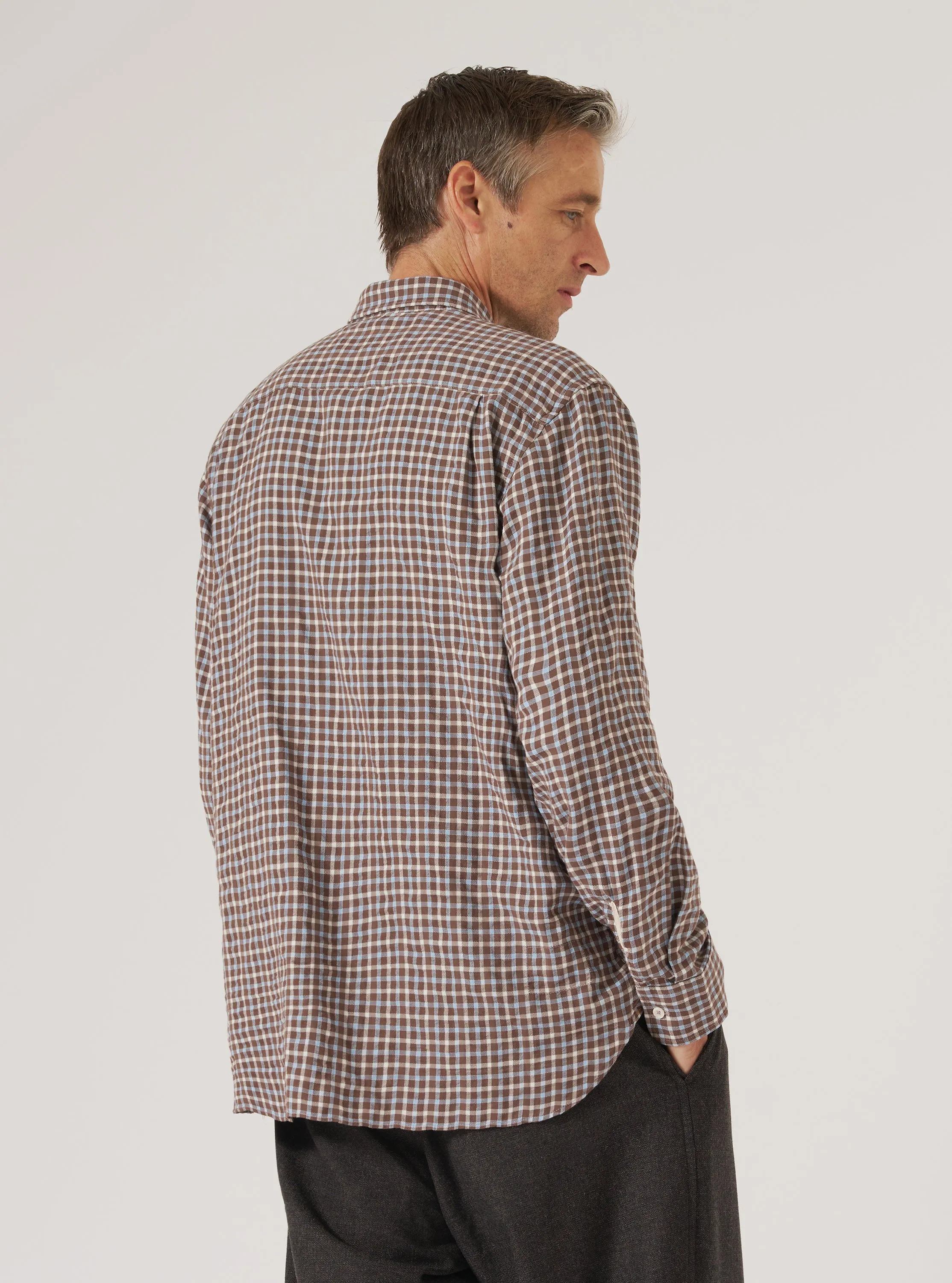 Brown Madison Check Station Shirt Premium Fabric Polo Style