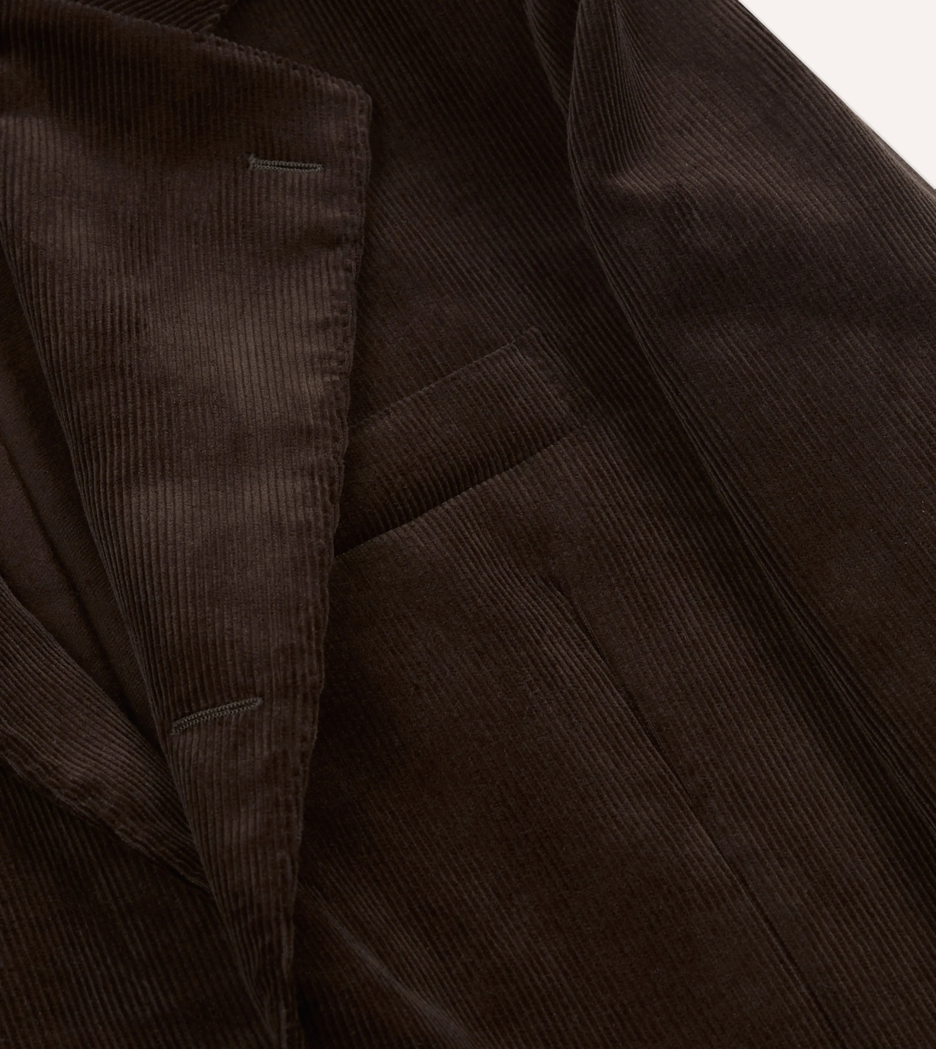 Brown Mid-Wale Cotton Corduroy Tailored Jacket Sealed Seam Construction Thermal Lining