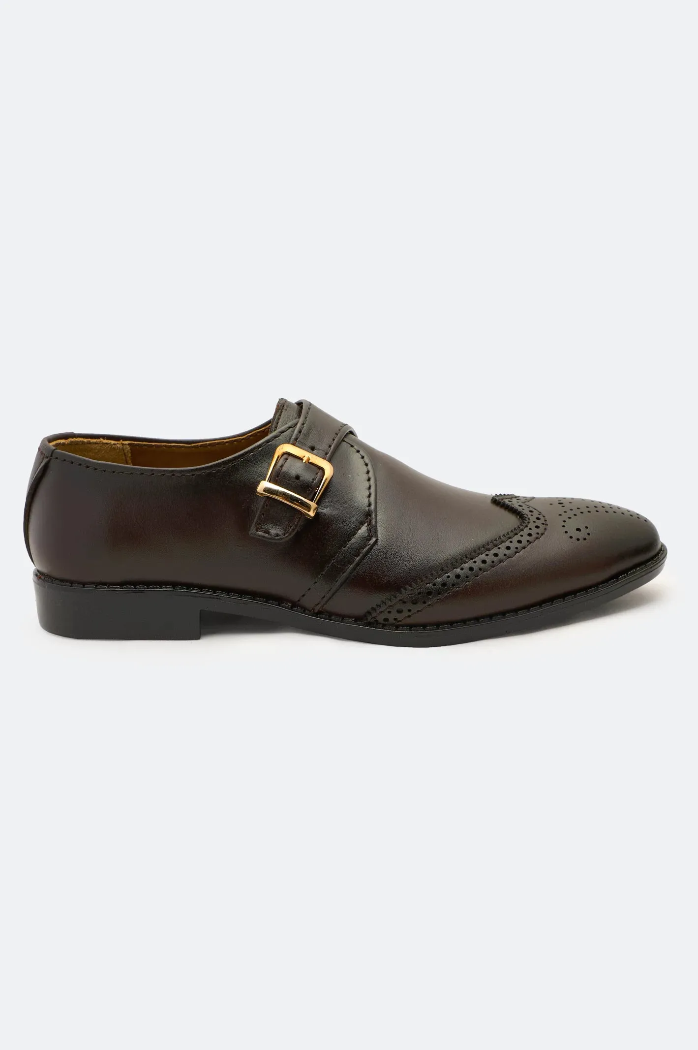 Groom Side Flat Surface Brown Monk Formal Shoes