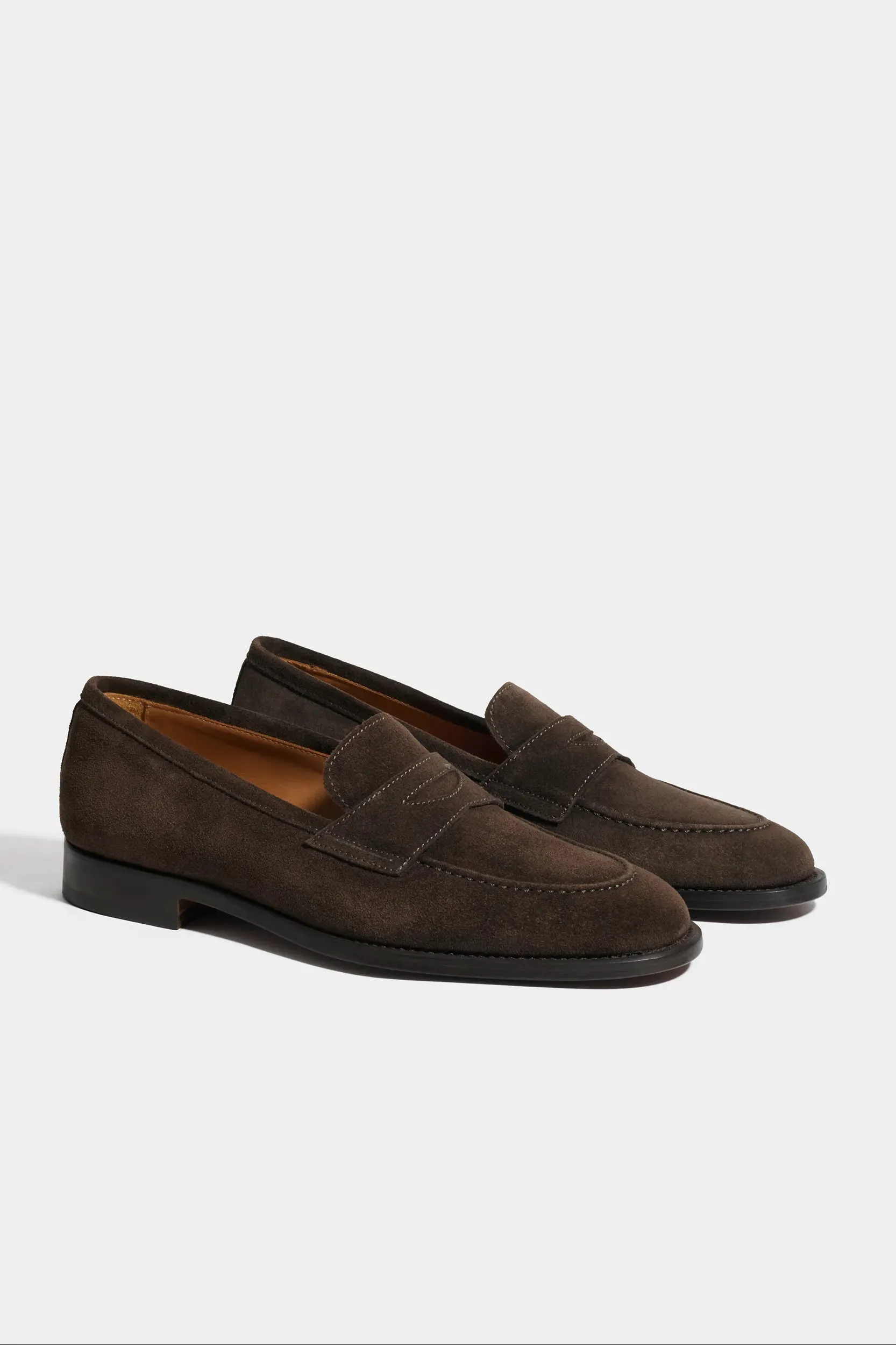 Casual Leather Shoes Daily Firm Brown suede penny loafers - Made in Italy