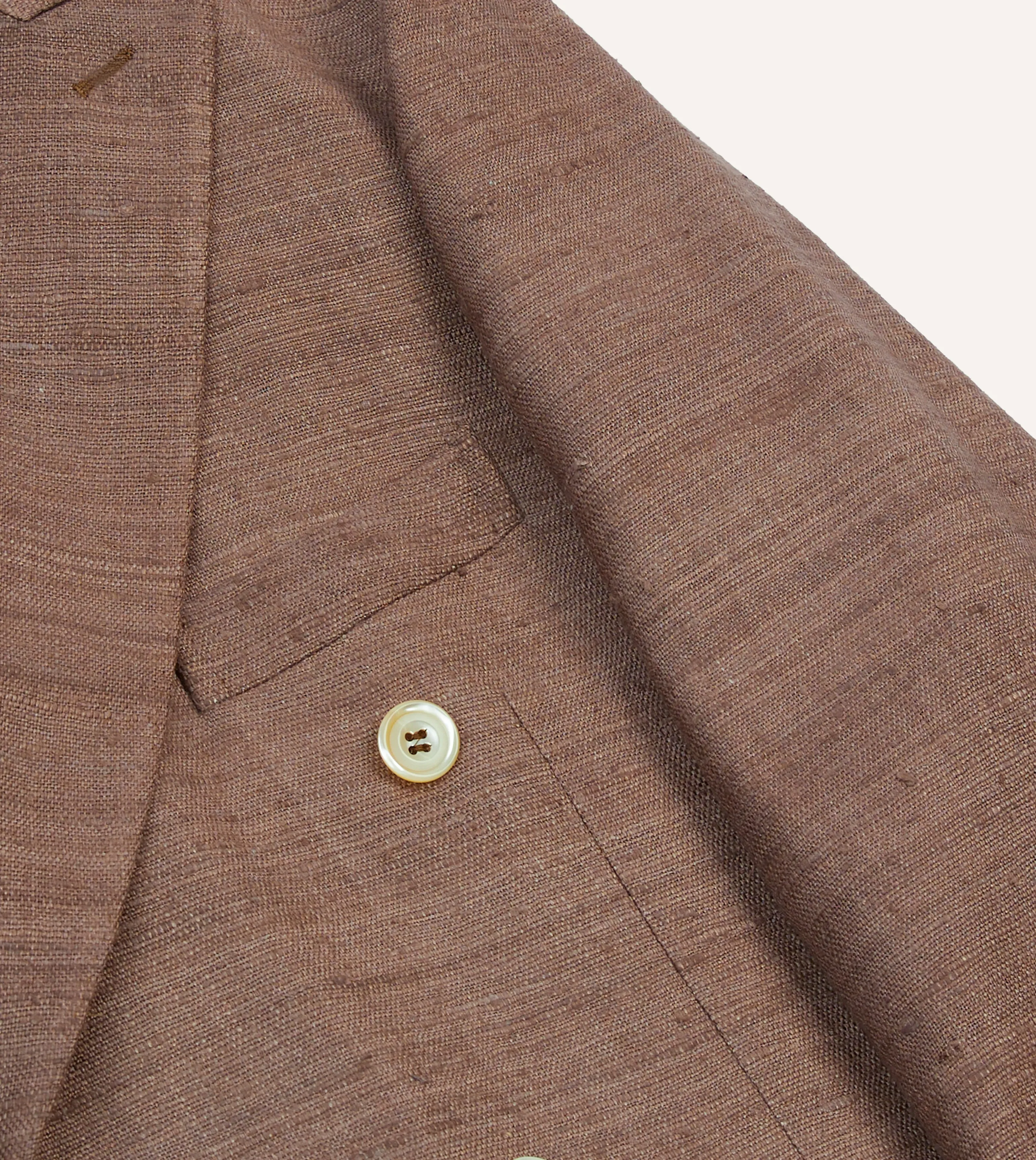Heat Resistant Fabric Comfy Essentials Brown Tussah Silk Double-Breasted Tailored Jacket