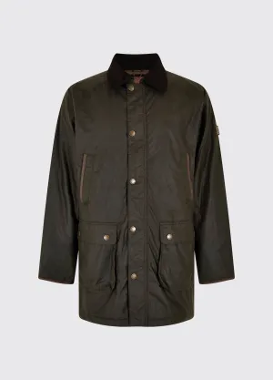 DoubleLayered Collar Brunswick Mens Waxed Cotton Jacket - Verdigris