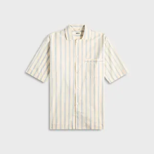 Outdoor Adventure Wear Relaxed Daily Style Tekla Poplin Pyjamas Short Sleeve Shirt - Needle Stipes