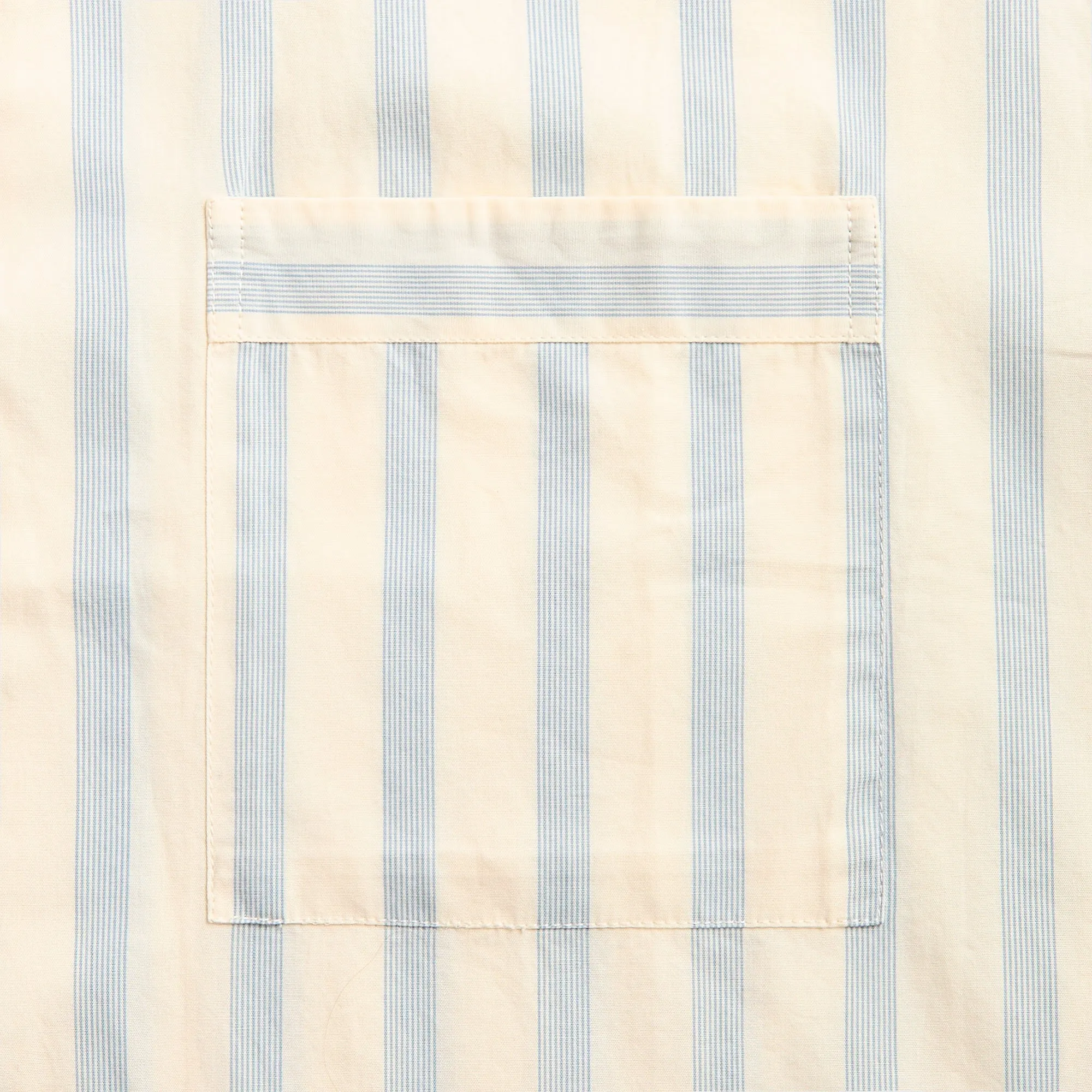 SnapFastenings Smooth Zipper Glides Tekla Poplin Pyjamas Short Sleeve Shirt - Needle Stipes