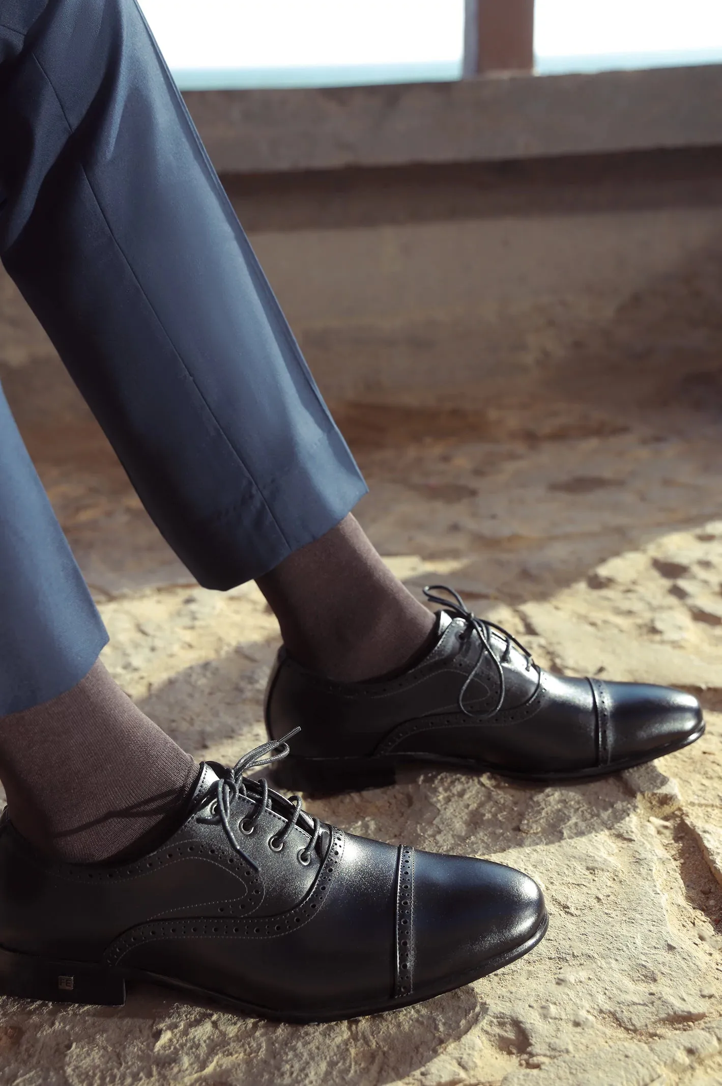 Arch Care Tight Fit Black Men Formal Derby Lace Shoes