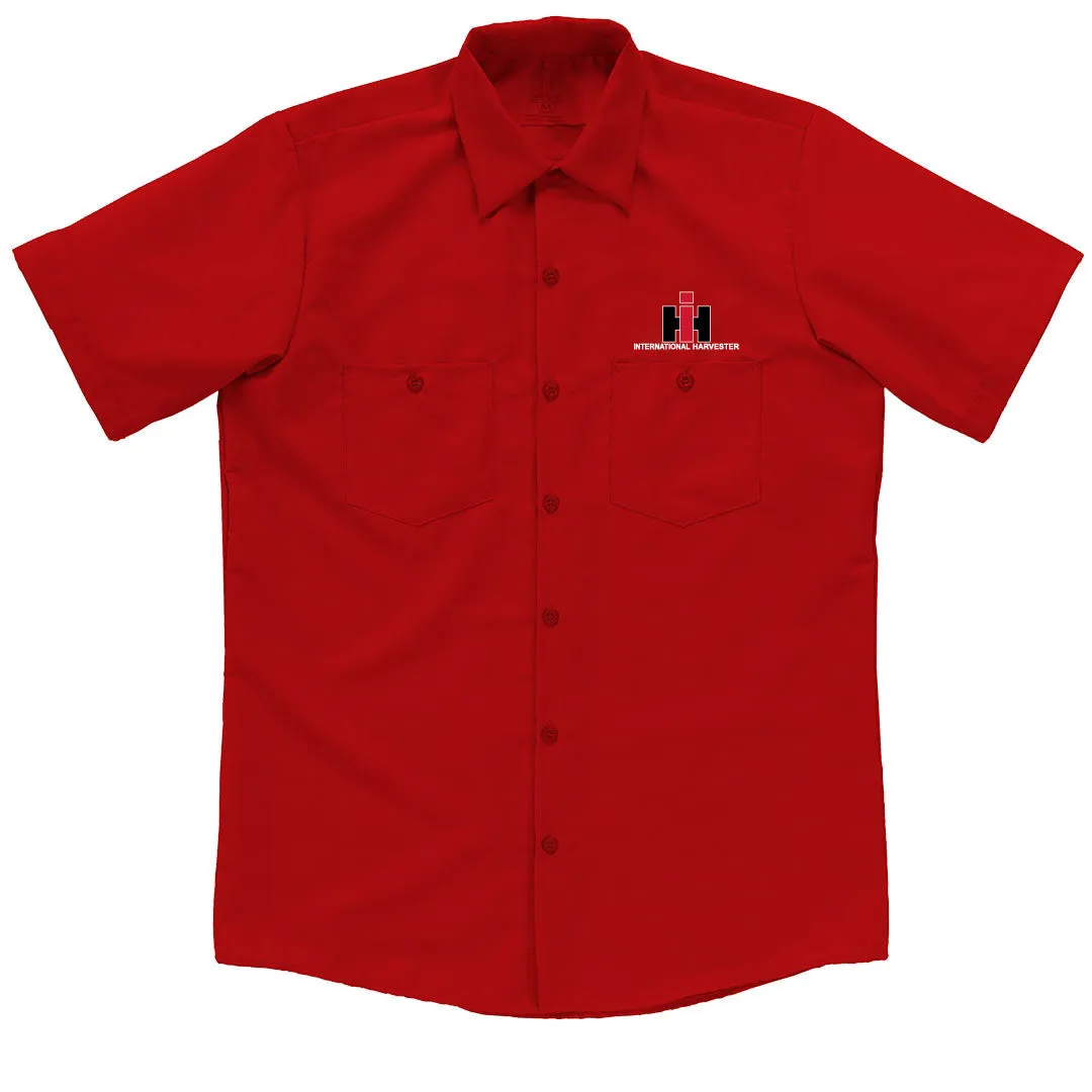 IH Button Up Shirt in Red Ergonomic Back Panel Sustainable Design