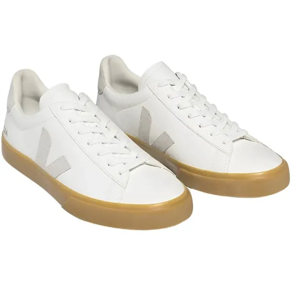 Multi Directional Tread Pattern Campo Chromefree Leather Trainer - White Natural