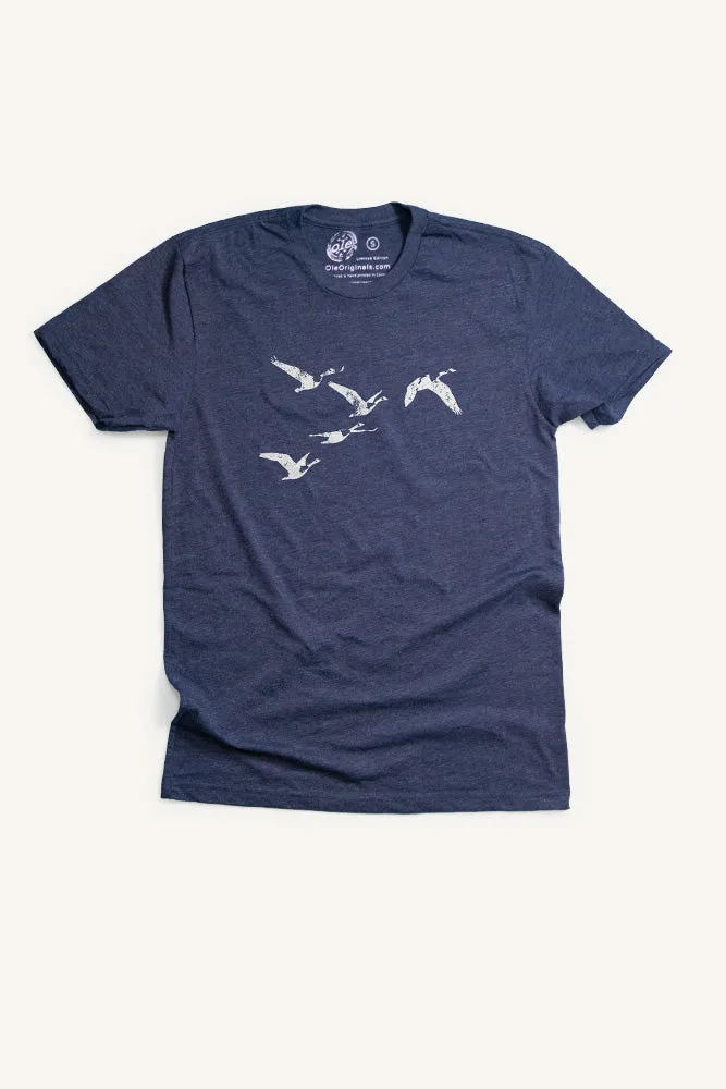 Seasonal Layering Low Profile Silhouette Canada Geese T-shirt (Mens)