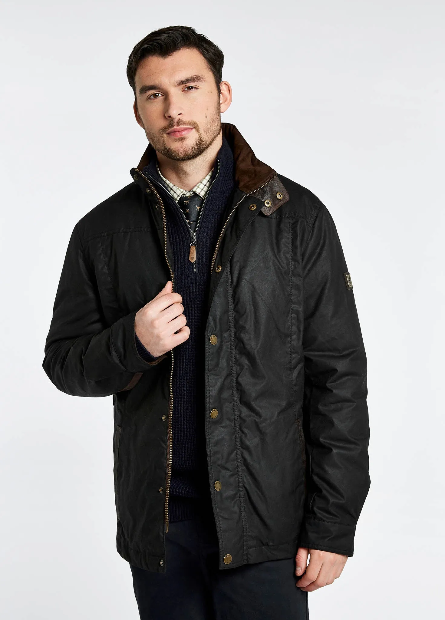 Adjustable drawstring Advanced Insulation Carrickfergus Men's Waxed Cotton Jacket - Black