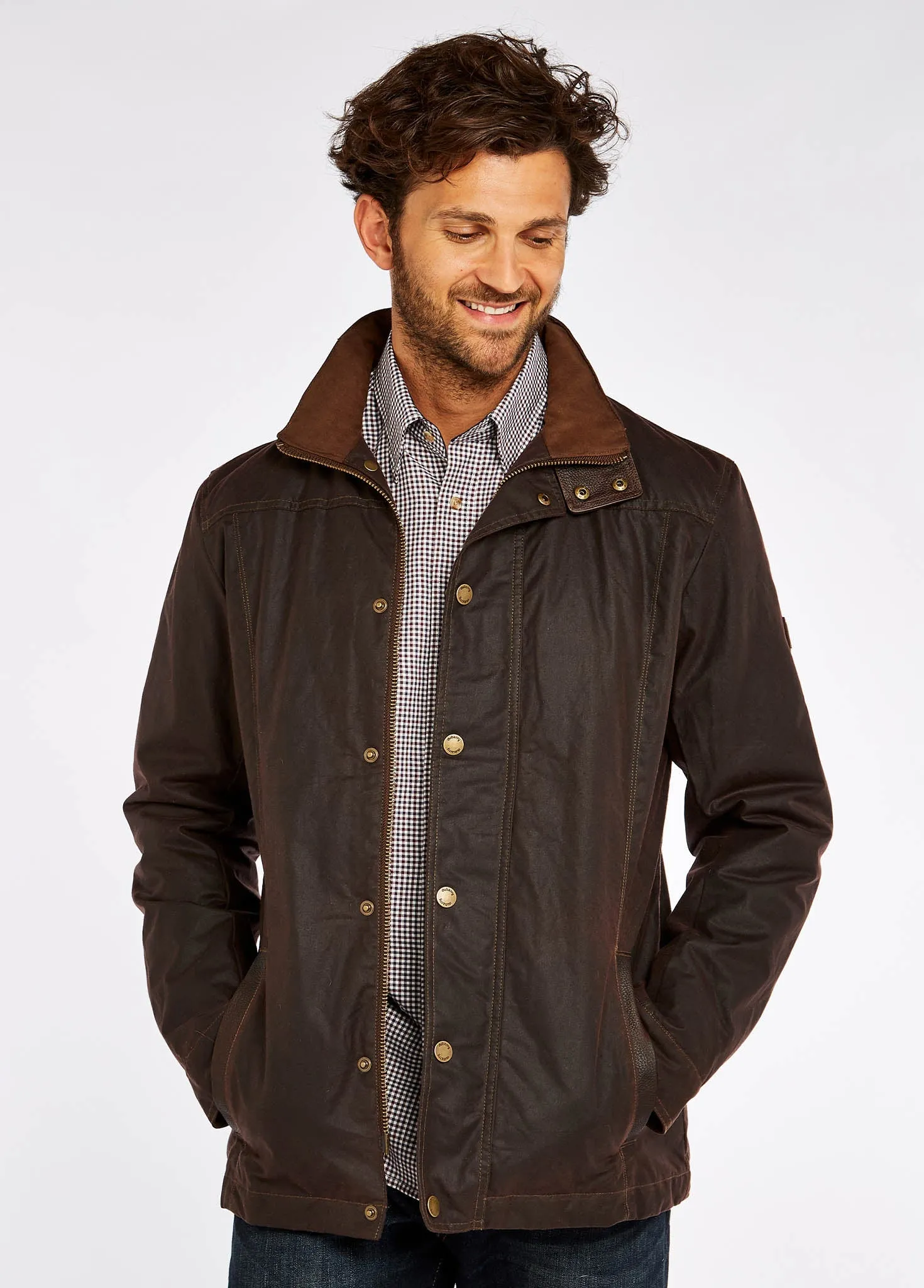 Carrickfergus Men's Waxed Cotton Jacket - Java Breathable fabric tech Pre Shrunk Cotton Blend