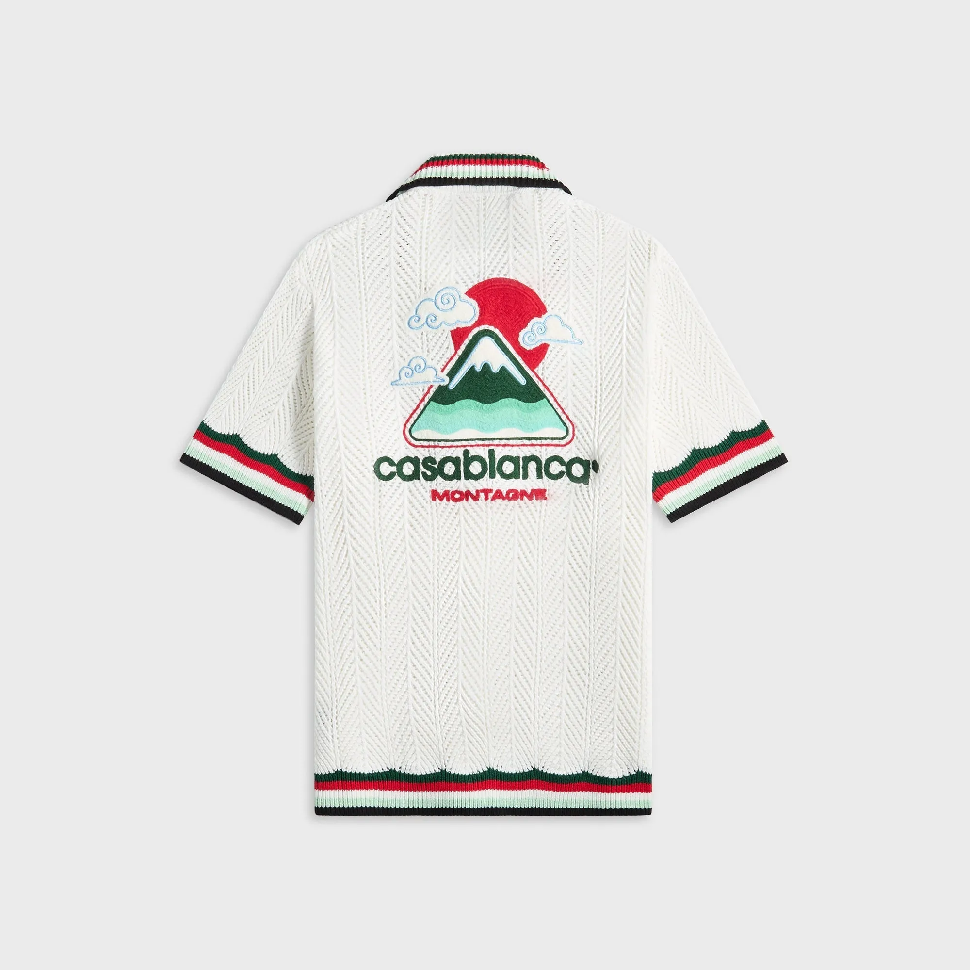 Casablanca Cotton Montagne Ondulee Crochet Shirt - Off White Hooded Attachment Snap Closure System