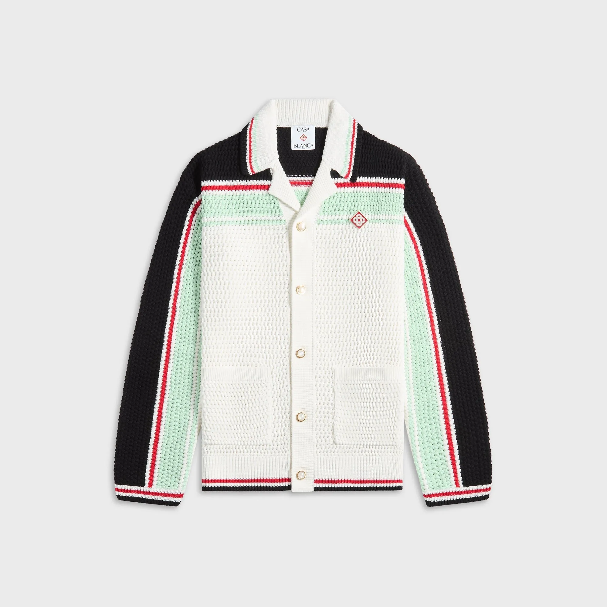 Casablanca Faux Crochet Shirt - Black / Multi Weekend Outing Wear Thermal Regulation System