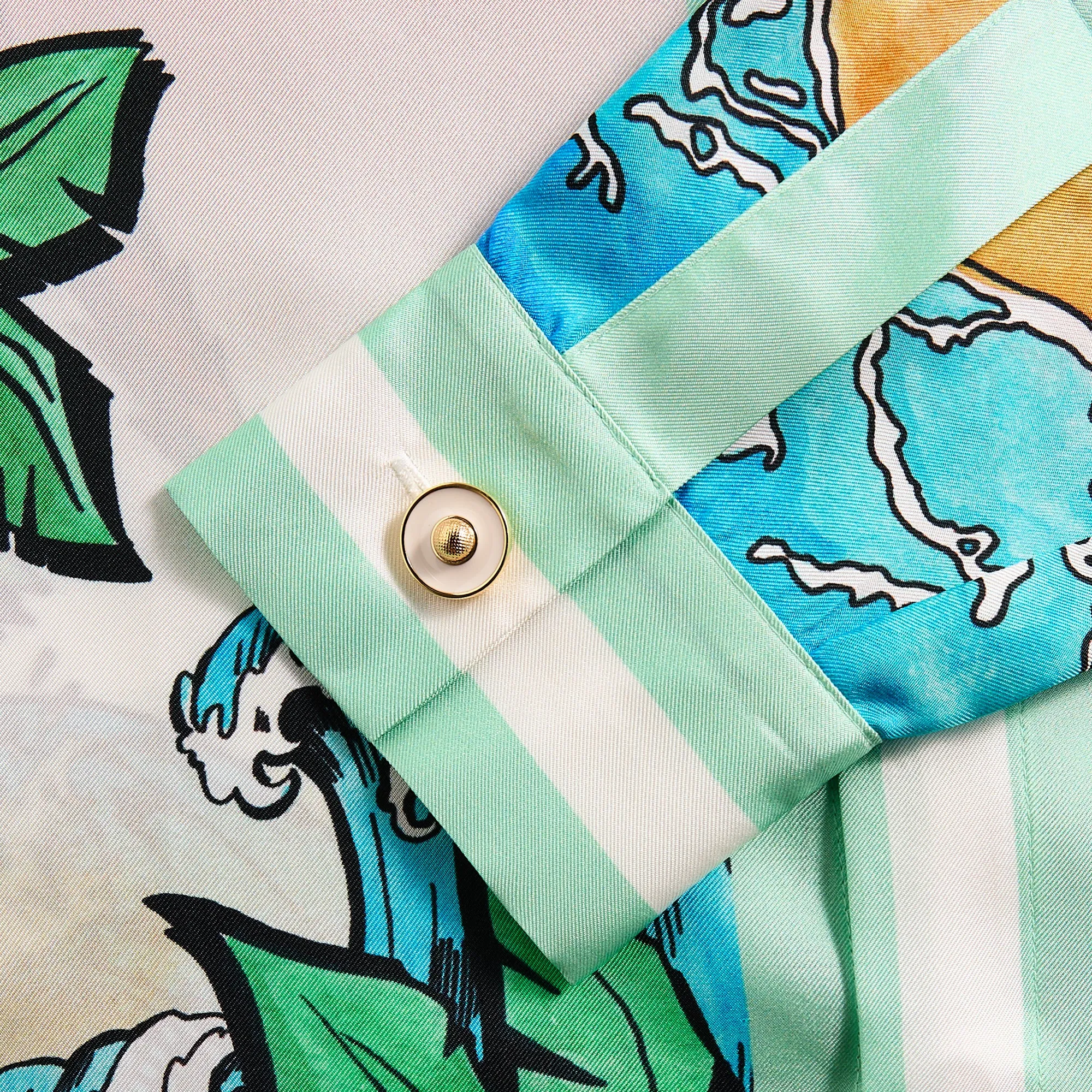 Casablanca Silk Twill Tennis Club Shirt - Multicolor Noise Reducing Hardware Quilted Stitching Pattern