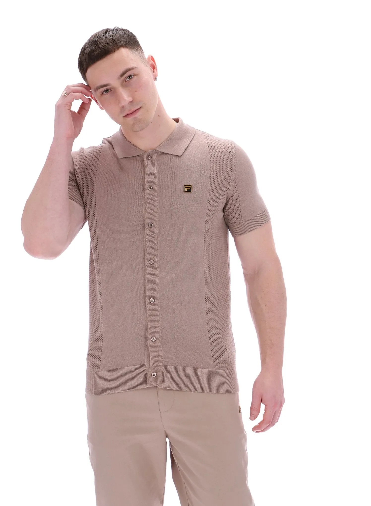 Versatile Style Trend Walter Open Knit Pointelle Panel Polo