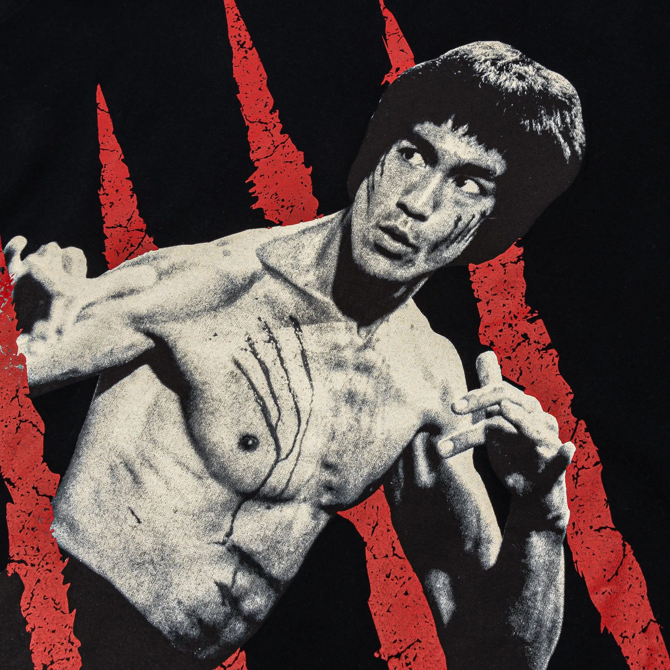 SP x Bruce Lee Dragon Mens Short Sleeve Shirt (Black/Red) crew neck Reversible Design Concept
