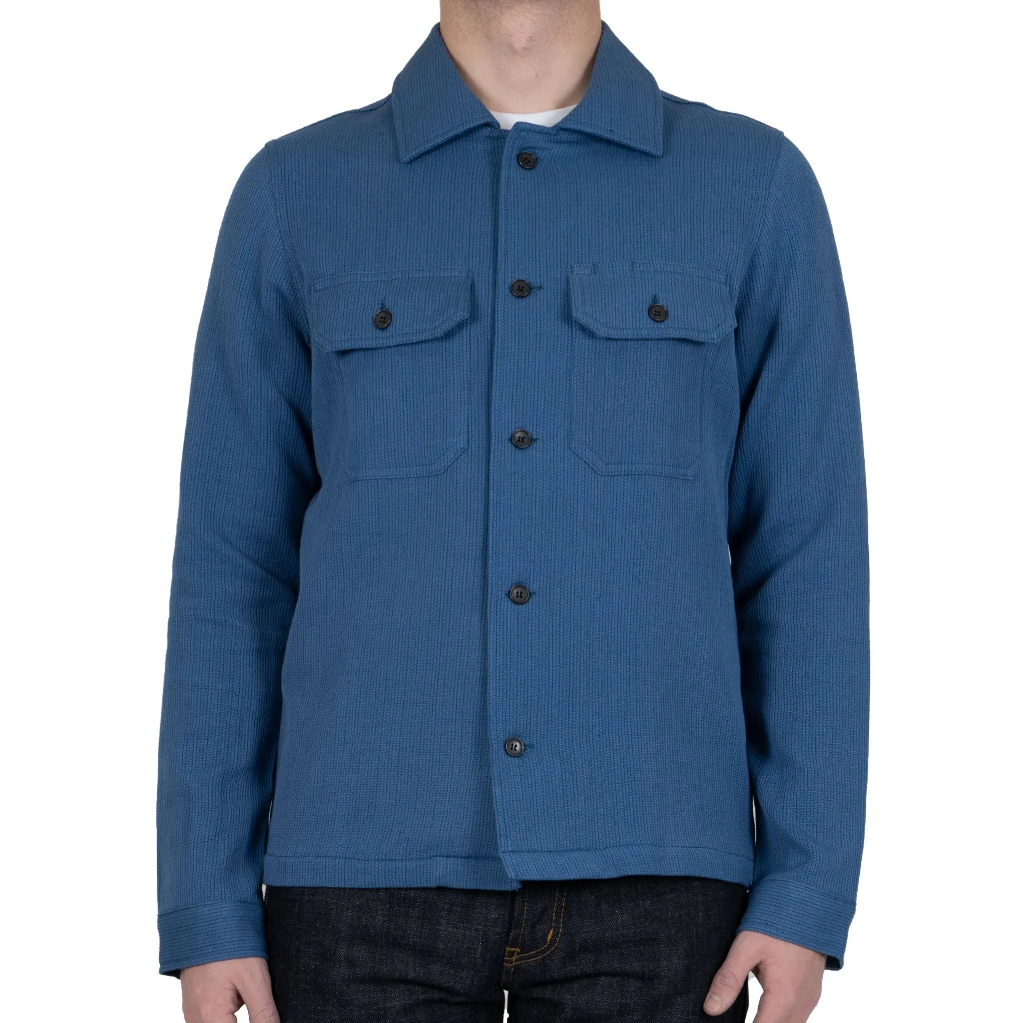 Casual Sophistication Seamless Shoulder Work Shirt - Loose Weave Dobby - Pale Indigo