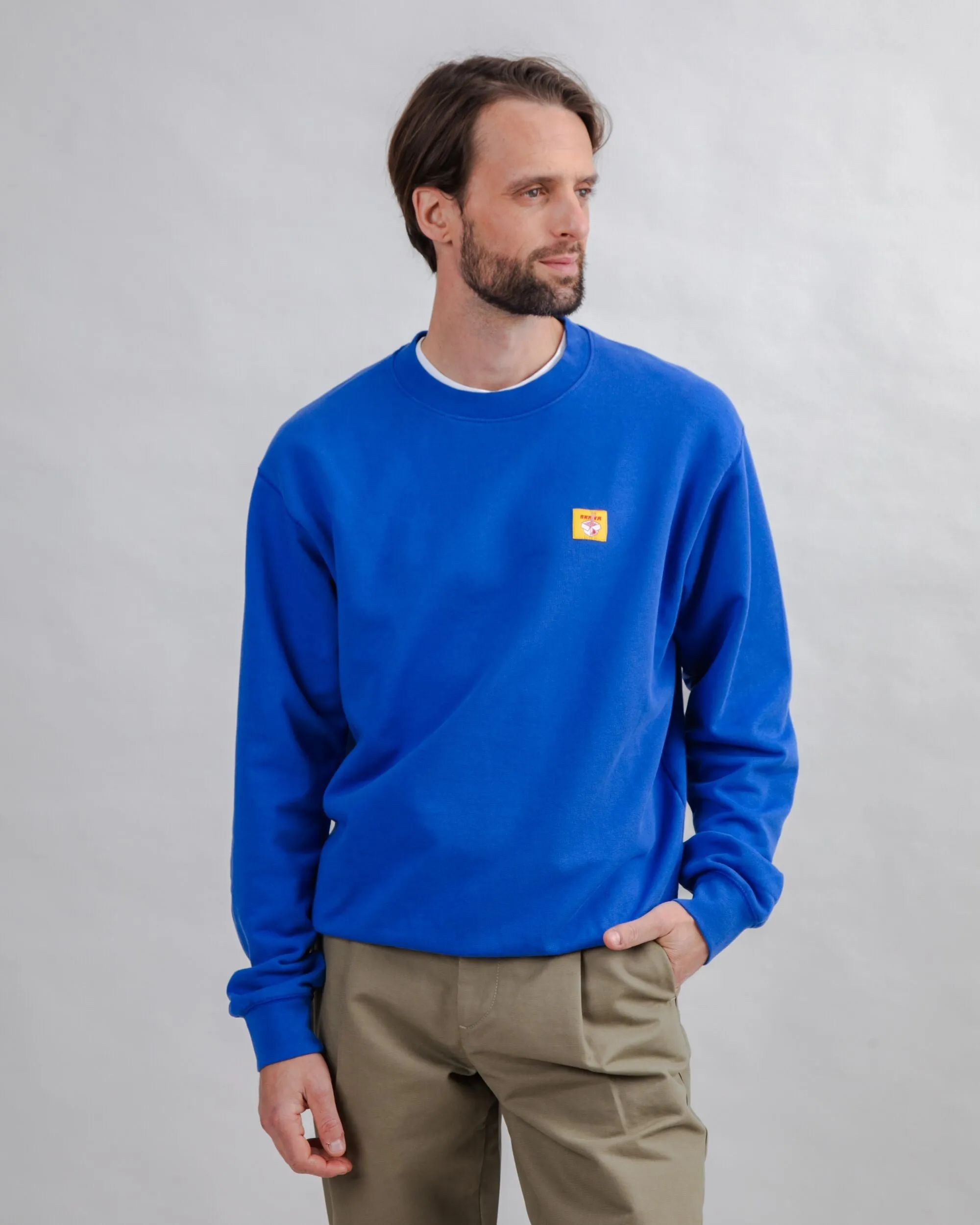 Simple Wear Casual Elegance Noodles Label Sweatshirt Klein Blue