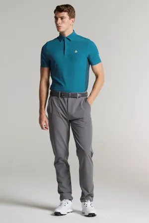 Smooth Zipper Design Vaughan Panelled Polo - Tee Time Teal - Tailored Fit