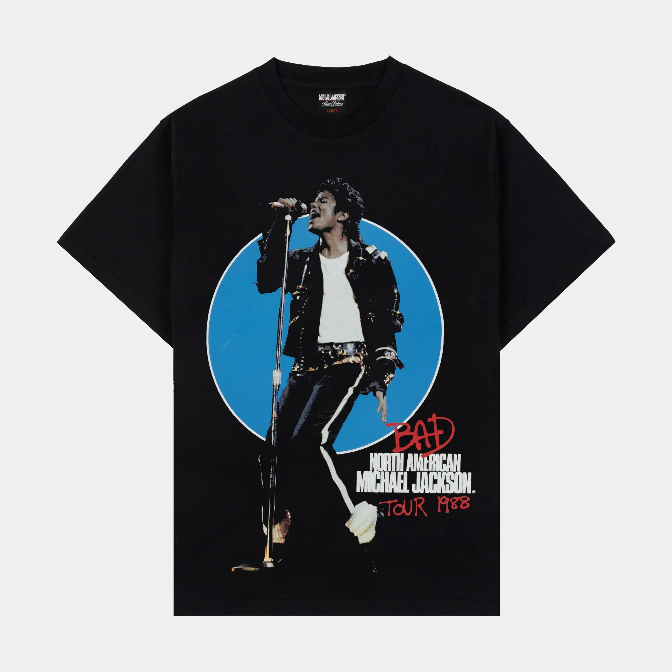 SP x Michael Jackson Bad Tour Mens Short Sleeve Shirt (Black) Longline Hemline