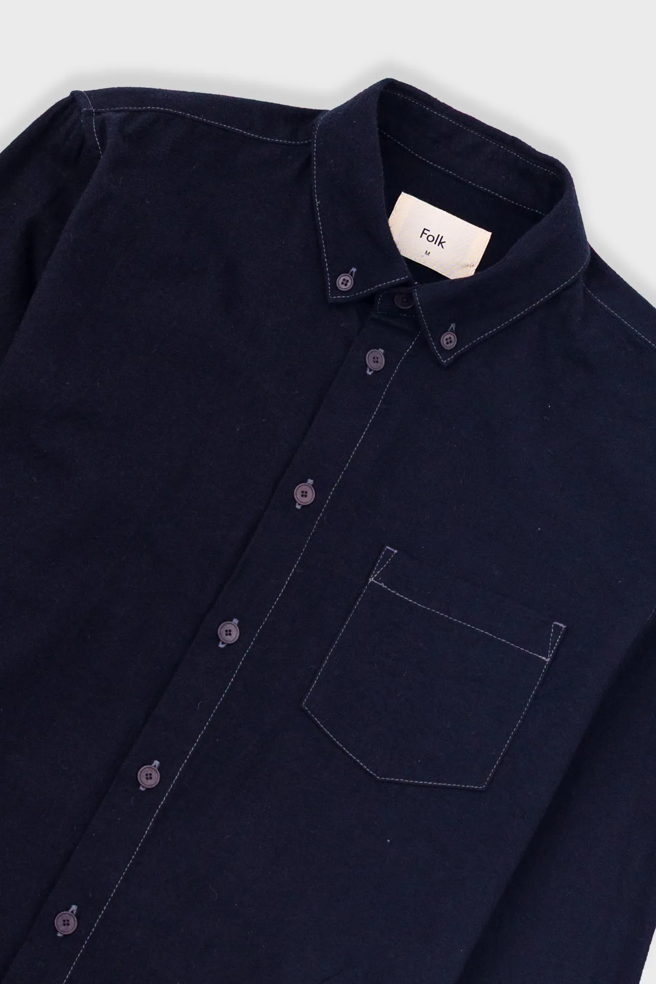 Folk Relaxed Fit Shirt Black Flannel Smooth Stitch Pattern