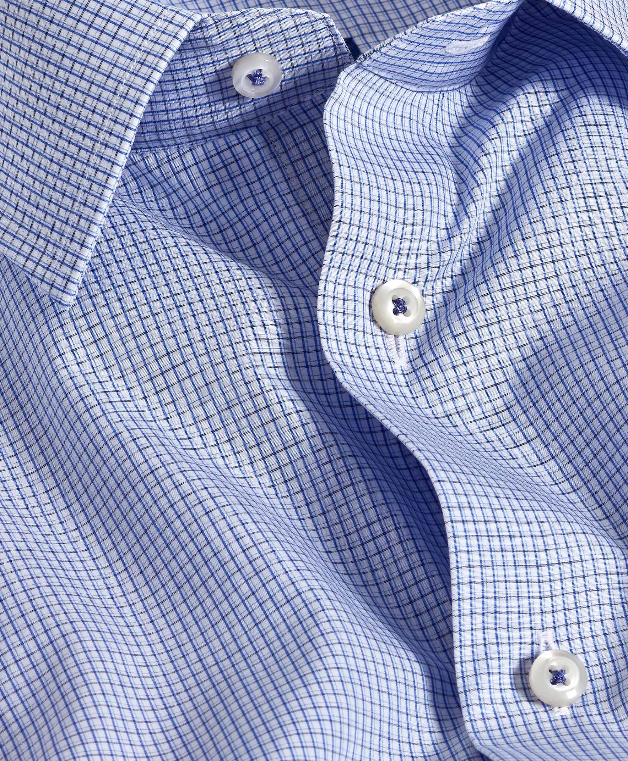 Seasonal Fashion SBSP11815423 | Blue Poplin Micro Check Dress Shirt