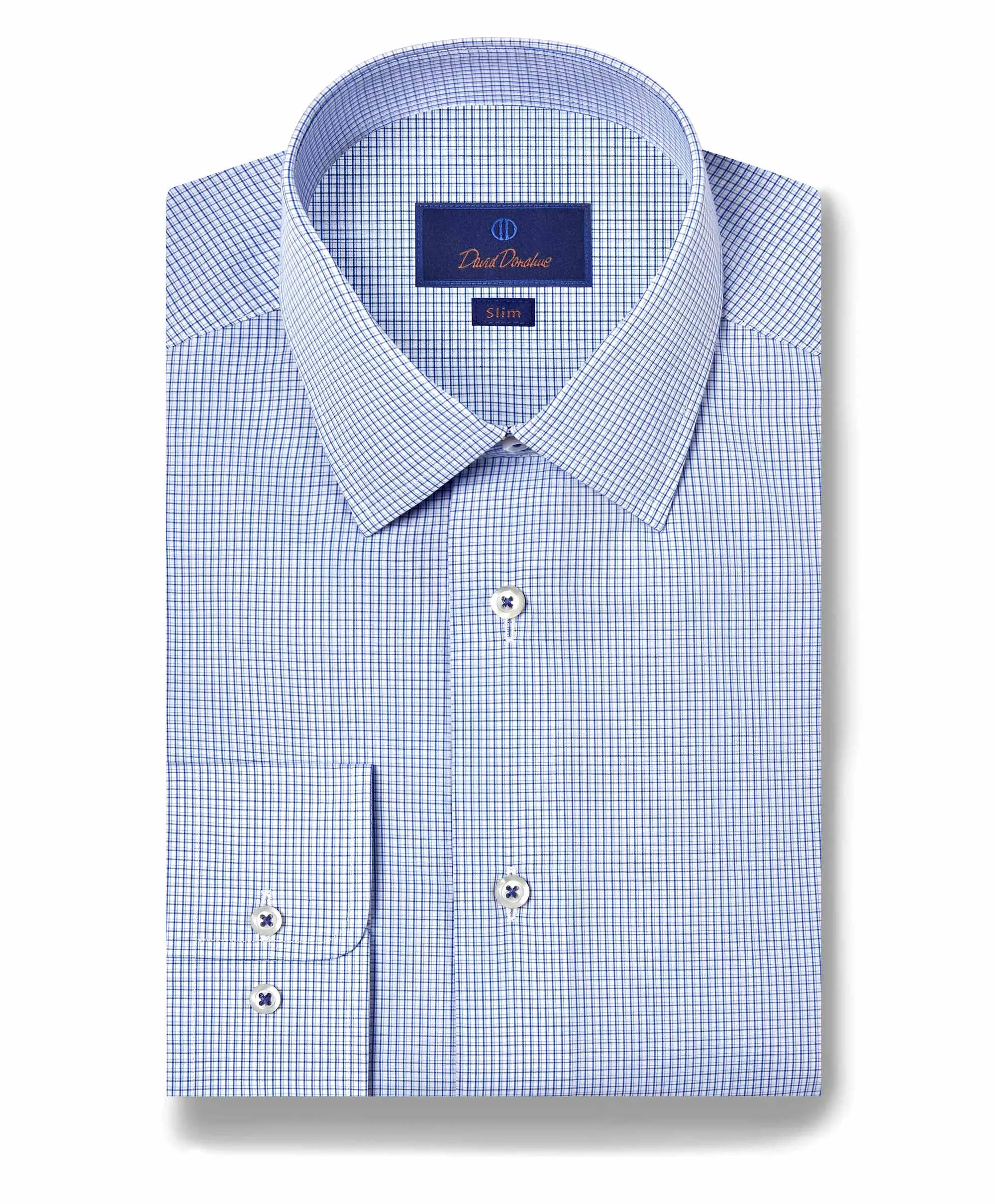SBSP11815423 | Blue Poplin Micro Check Dress Shirt Easy Styling Flexible Shoulder Construction