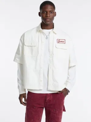 Casual Sophistication Guess Originals Beige Boxy Short Sleeve Shirt