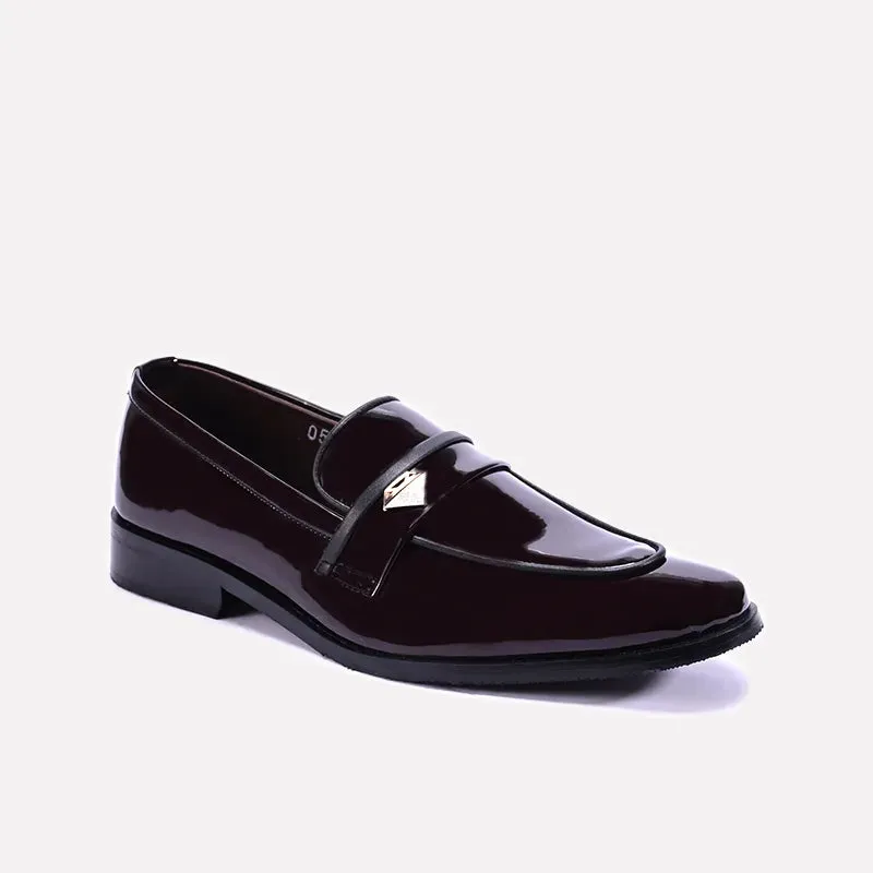Shine Hold Chesterfield Maroon Slip On Formal Loafers 0111136