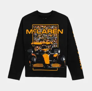 Quick Dry Technology Modern Casual Hit The Tracks Mens Long Sleeve Shirt (Black/Orange)