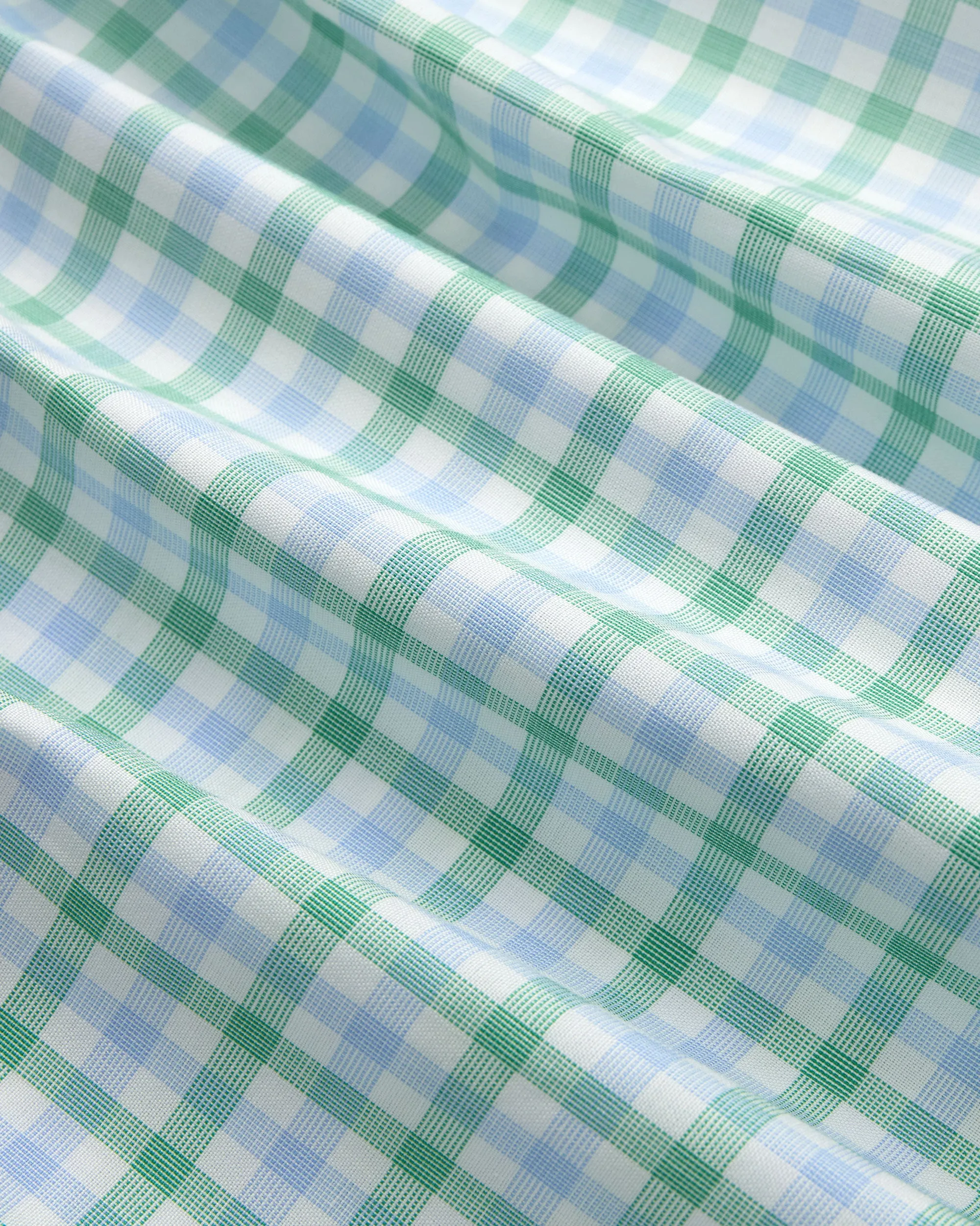 Casual Vibe Made-in-USA Thomas Mason Blue and Green Tattersall Button Down Shirt - Regular Fit