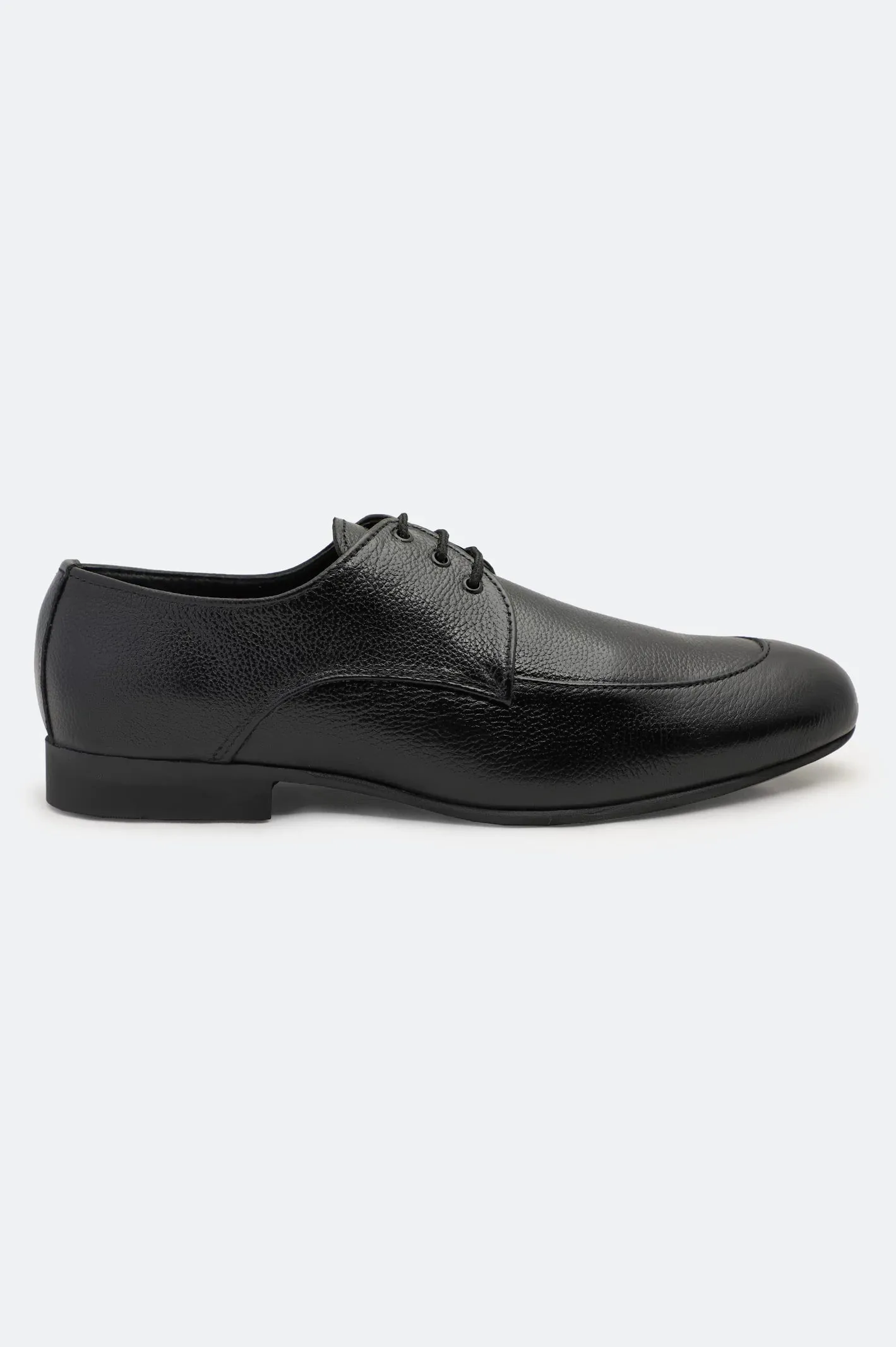 True Wear Black Derby Lace Up Formal Shoes