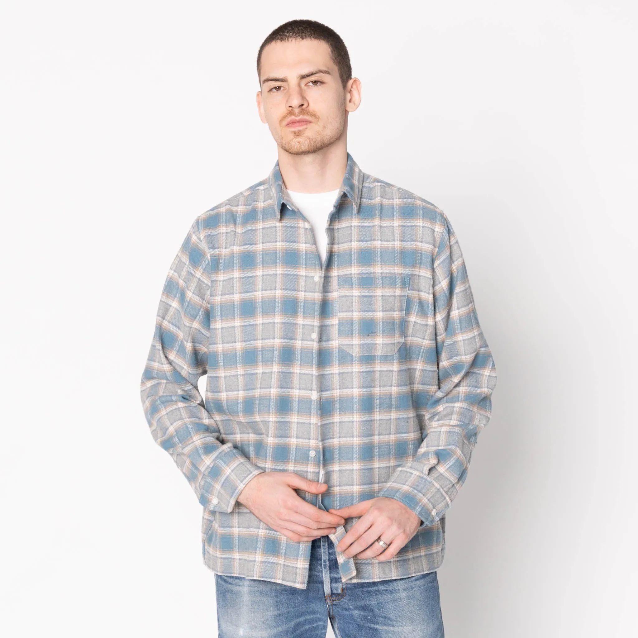 Workwear Ready True Shirt - Soft Brushed Faded Flannel - Faded Blue
