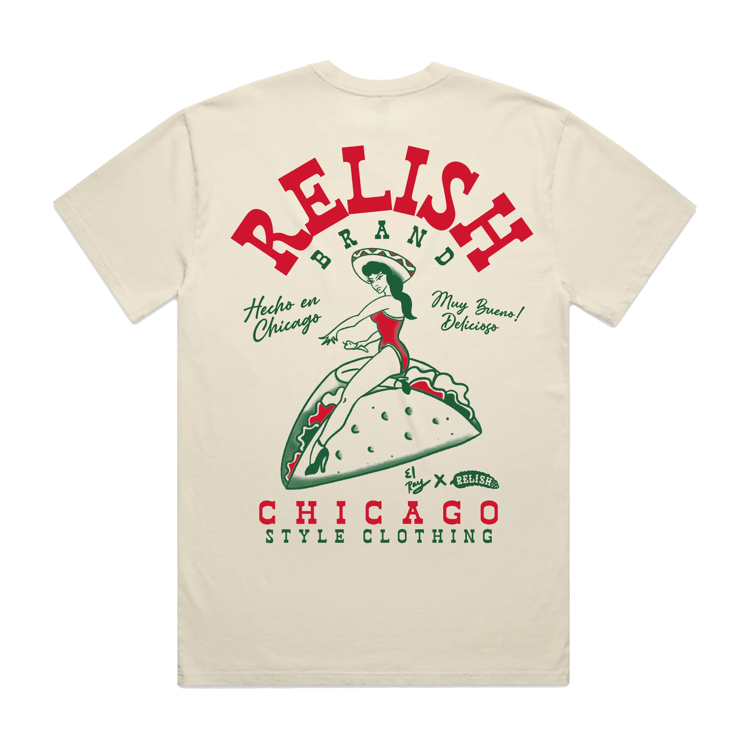 Low Impact Processing Chicago Se?orita - Taco Tee - El Ray Collab - Ivory - Garment Dyed