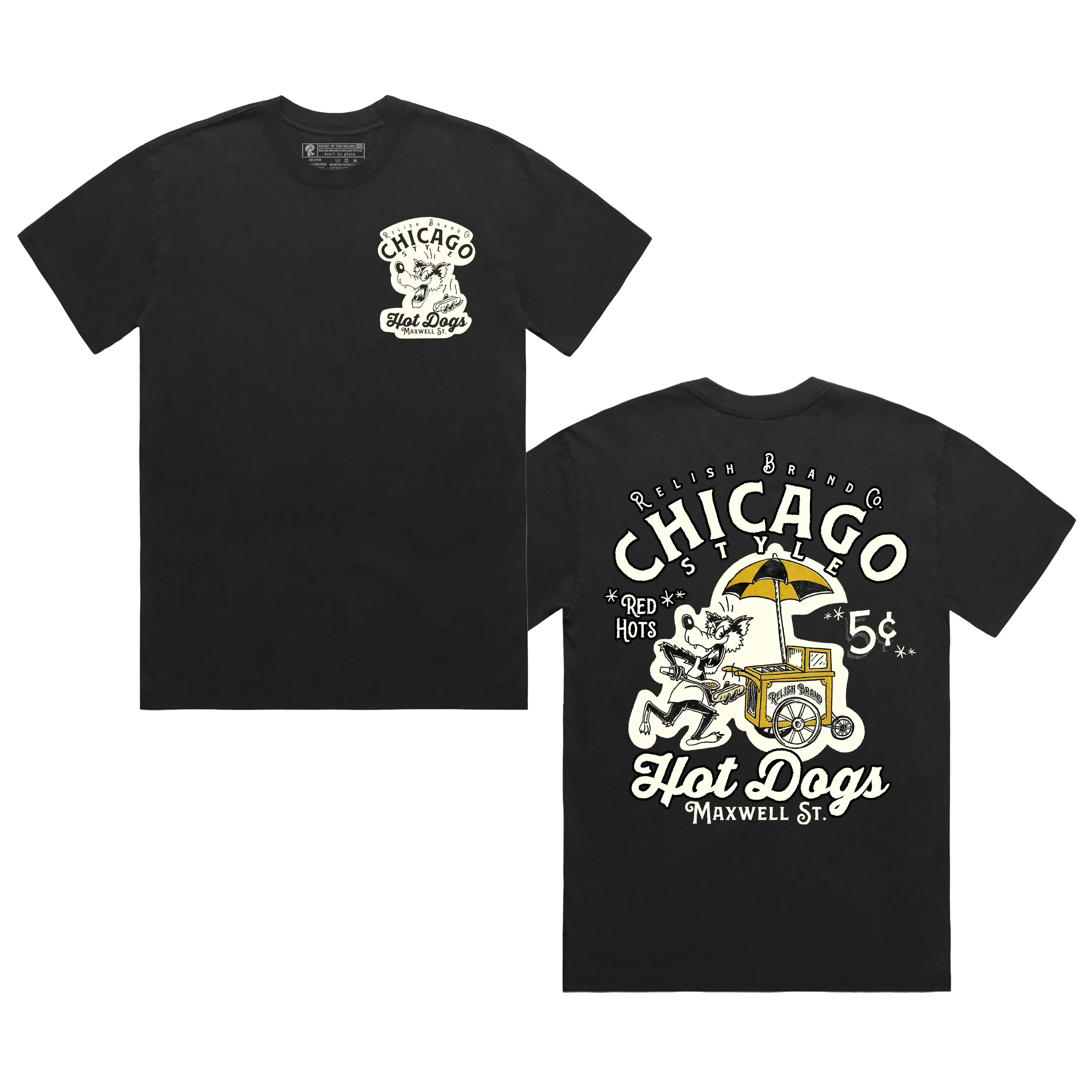 Smooth Flatlock Stitching Chicago Style Hot Dog cart - Maxwell St. - Garment Dyed