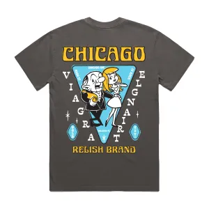 Chicago's Viagra Triangle - Garment Dyed - Dark Grey Minimalist Comfort Long sleeved warmth