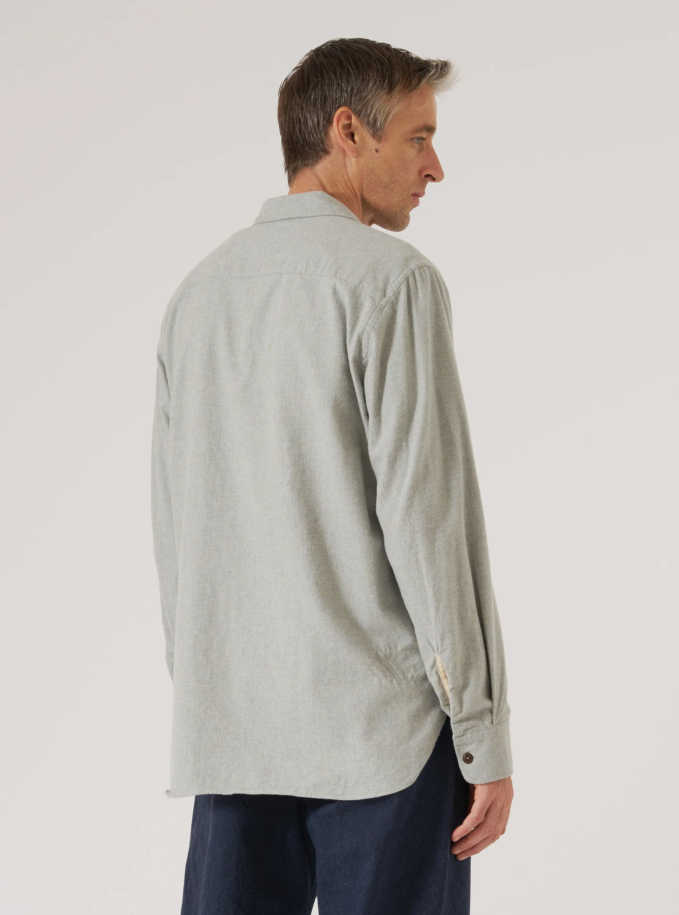 Grey Brushed Flannel Work Shirt tall size