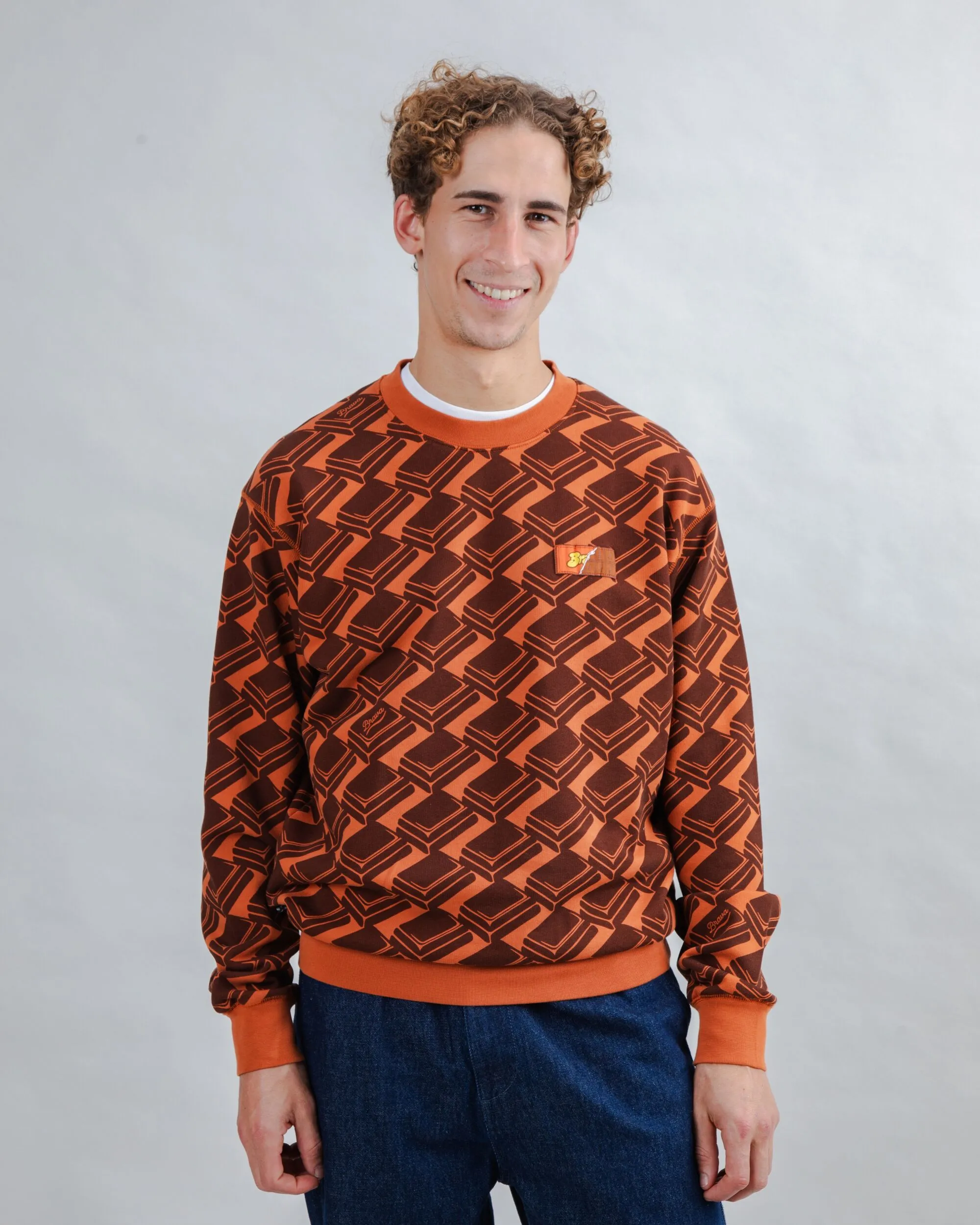 Street Staple Choco Allover Sweatshirt Brown