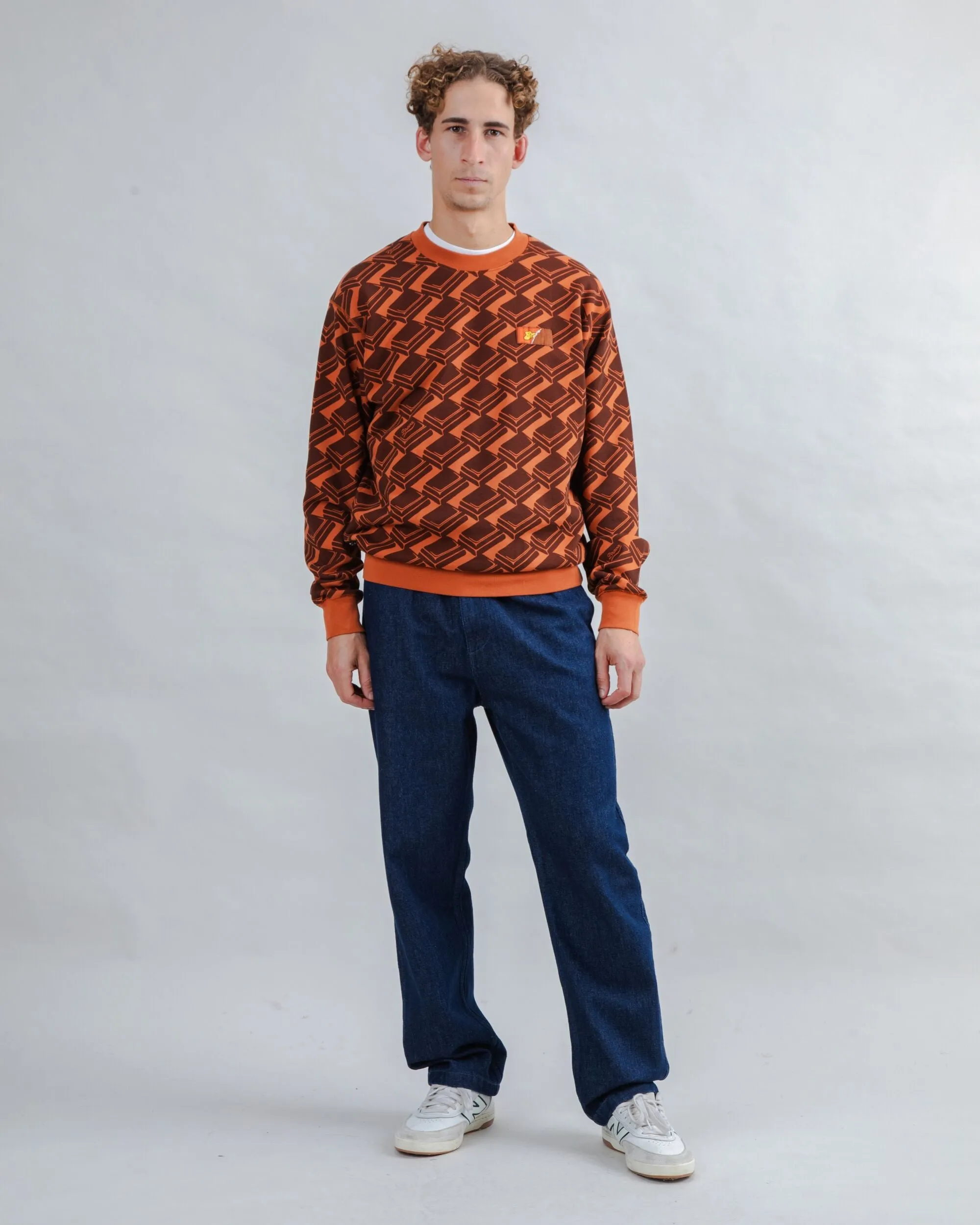 Tall Length Daily Fit Choco Allover Sweatshirt Brown