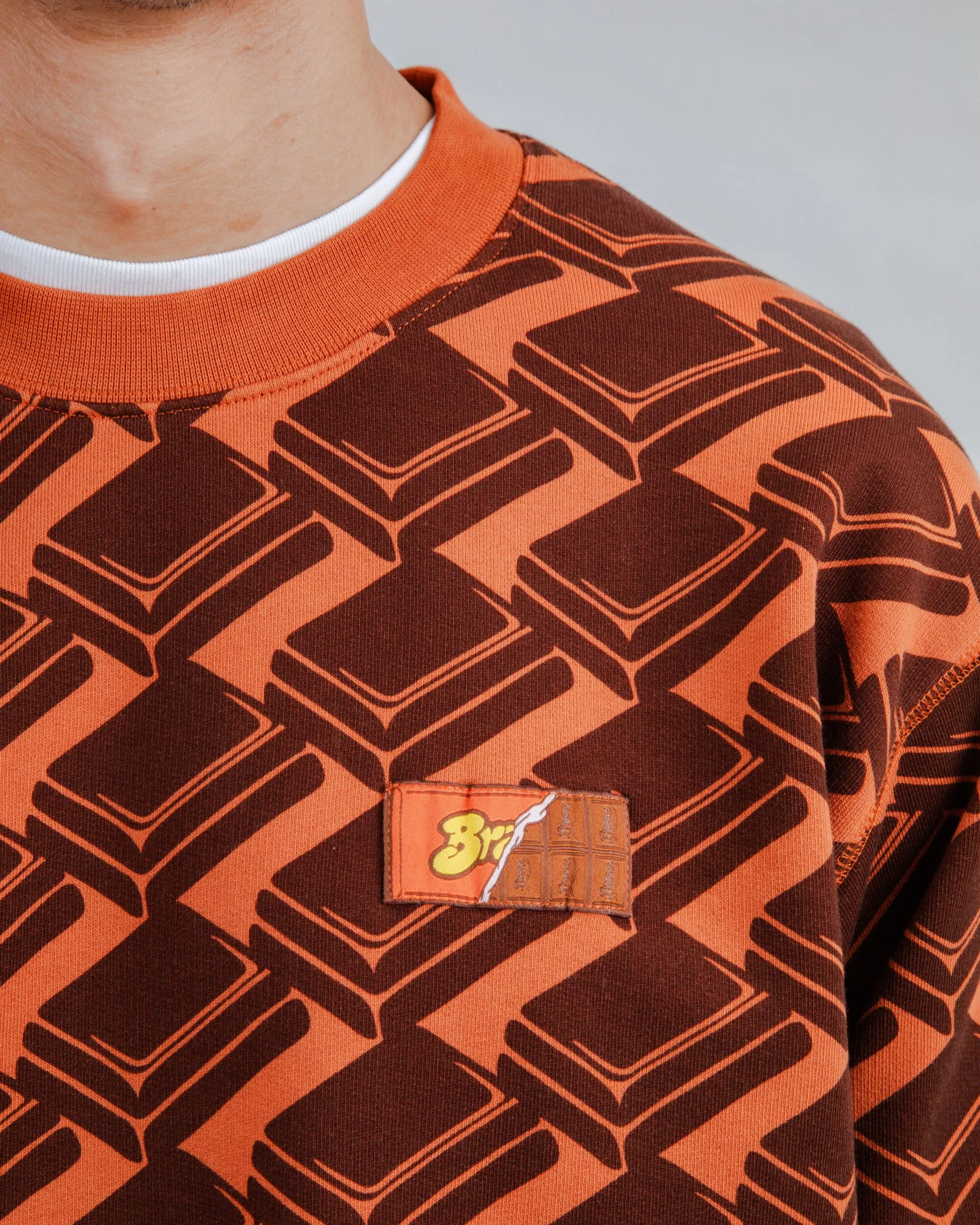 Luxury Street Ready Choco Allover Sweatshirt Brown