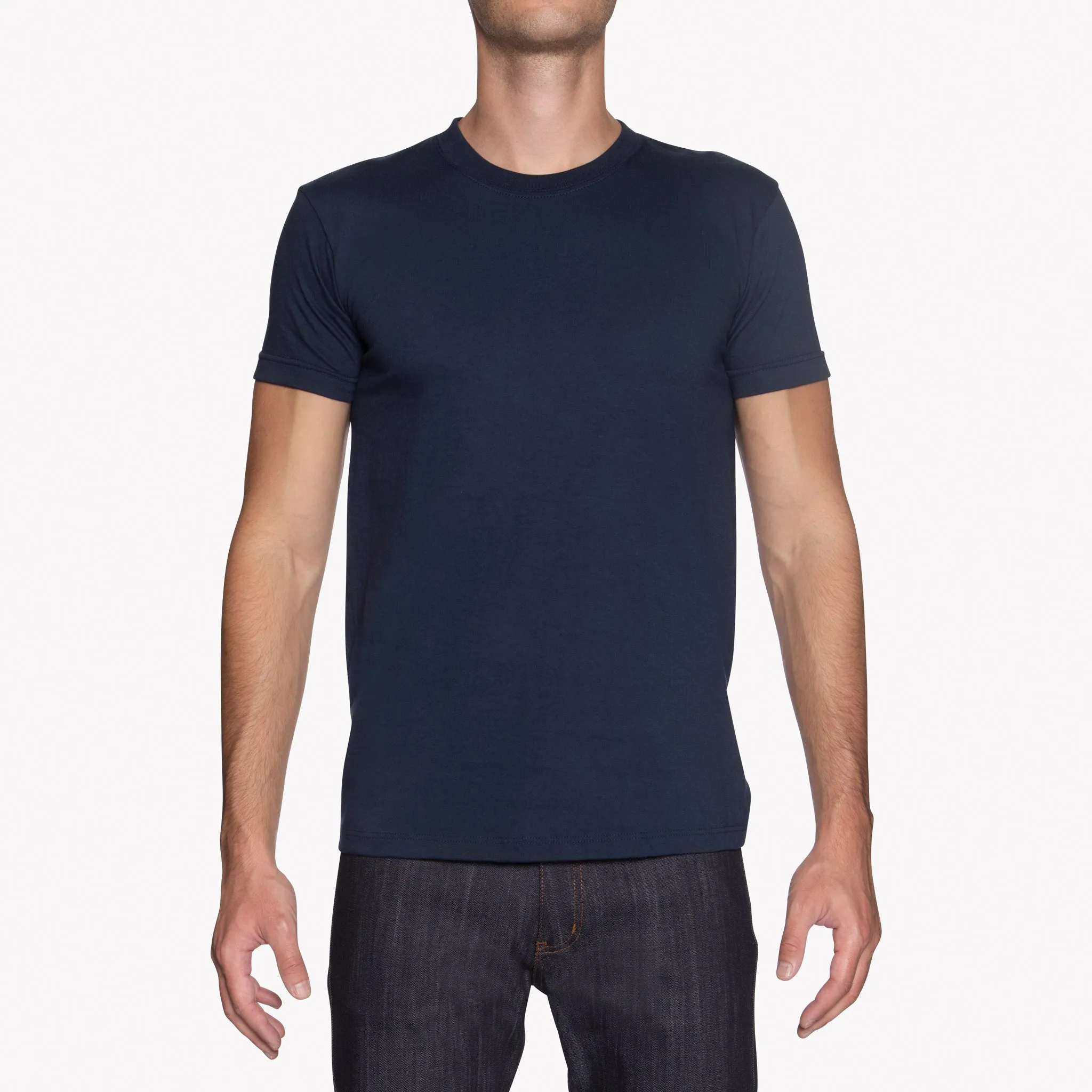 Circular Knit T-Shirt - Solid Navy Anti Pilling Fabric
