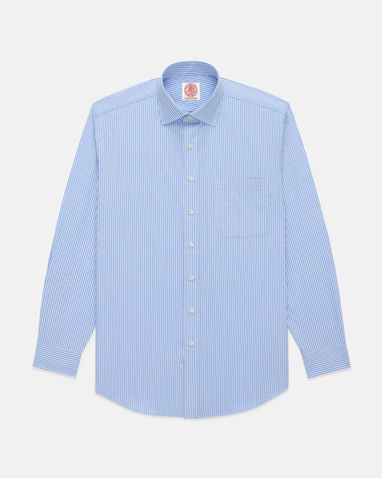 Designer Touch Made-in-Canada Light Blue Candy Stripe Spread Collar Dress Shirt - Classic Fit