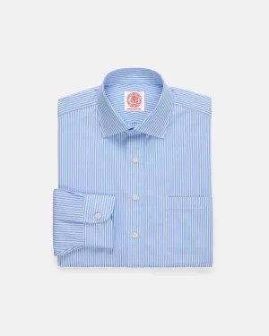Made-in-Canada Light Blue Candy Stripe Spread Collar Dress Shirt - Classic Fit Relaxed Design